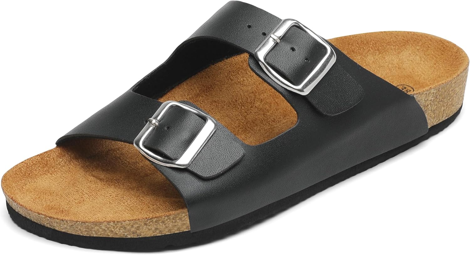 

Сандалии Mishansha для мужчин и женщин с амортизирующей стелькой, удобные с открытым носком и двойной пряжкой, плоские шлепанцы, черный