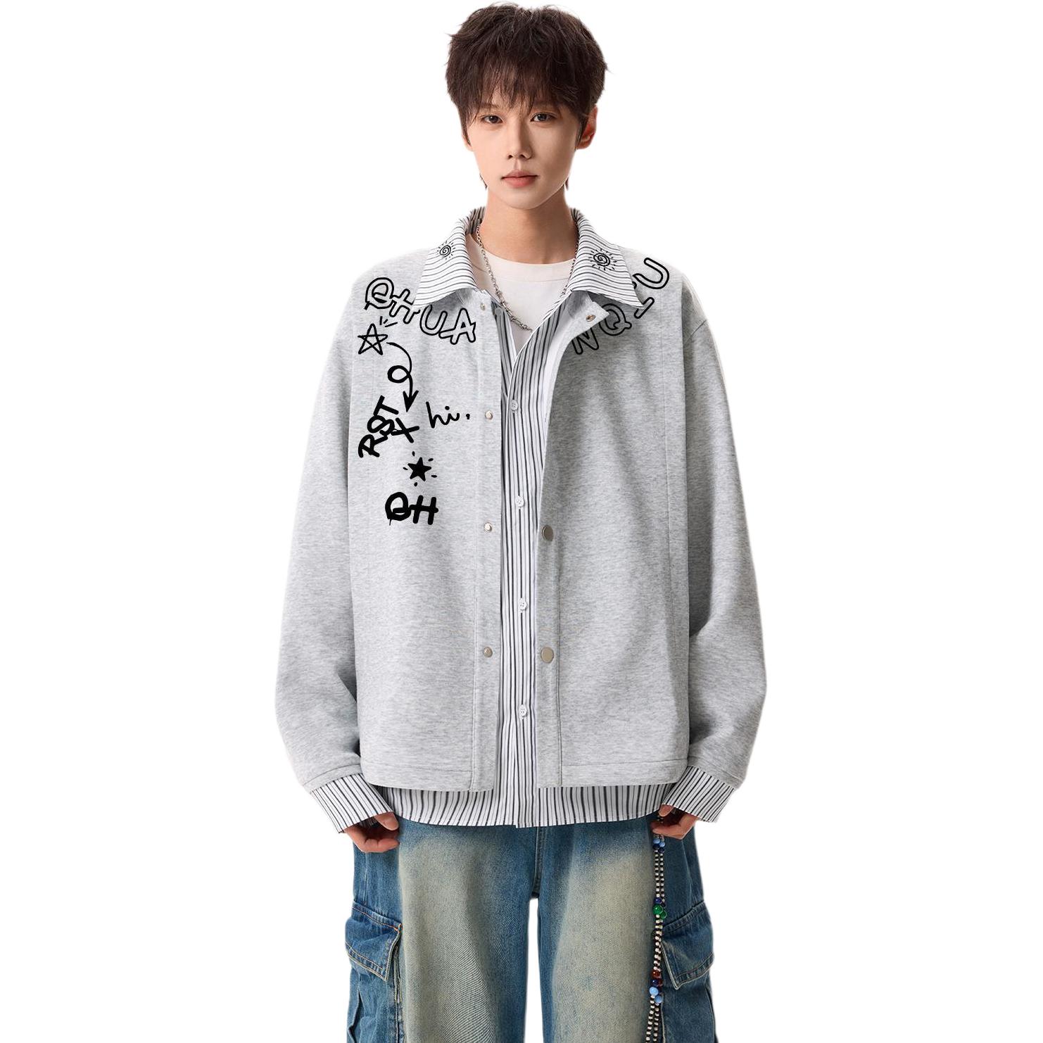 

Рубашка Unisex Lapel Moderate Mock Two Piece HUANQIU, heather серый