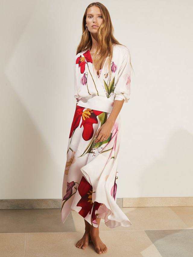 

Нью-Йорк ботанический сад Nola платье макси с цветочным принтом Reiss, Ivory/Multi