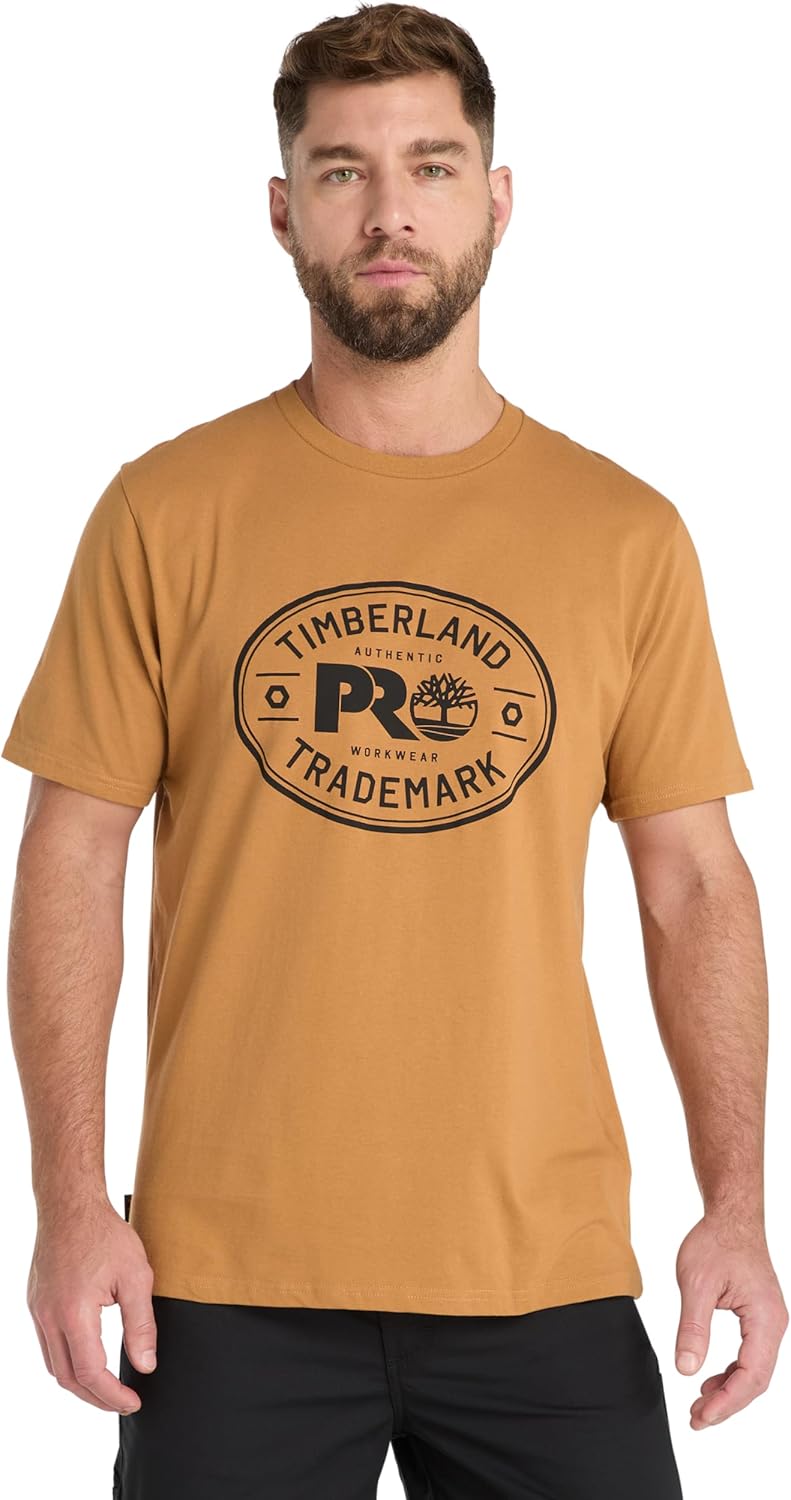 

Мужская футболка с коротким рукавом и принтом торговой марки Timberland PRO, Wheat Boot