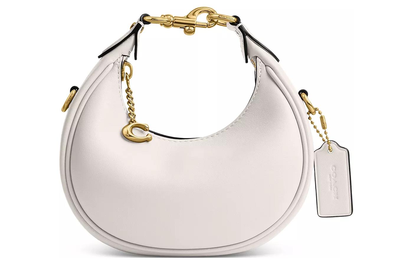 

COACH Кожаная сумка полумесяц через плечо мини женская белая