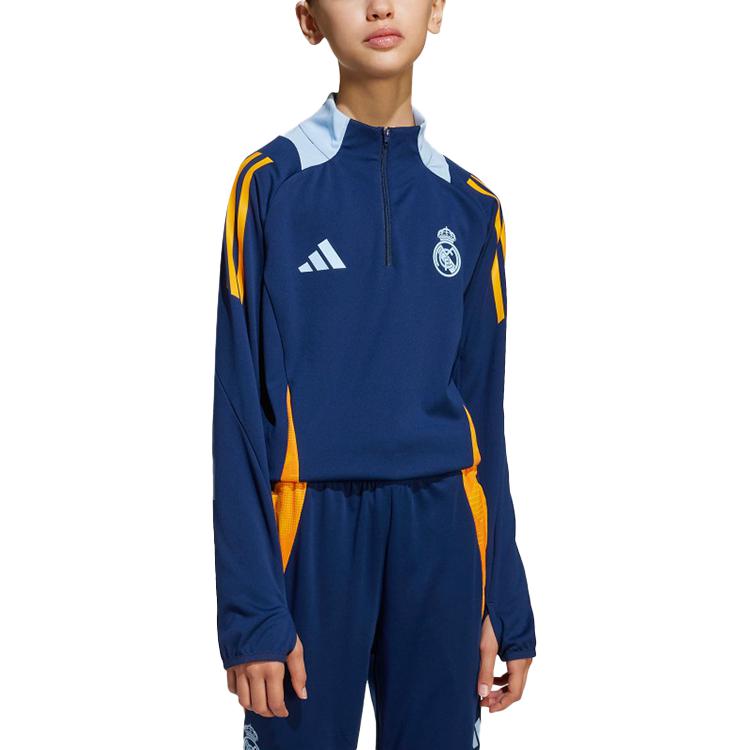 Футболка школьная Adidas, темно-синий/темно-оранжевый желтый/глянцевый синий — фото 2