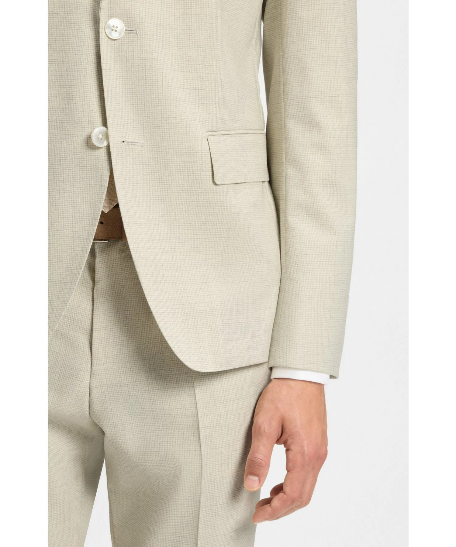 Мужской пиджак BOSS Slim Fit из шерсти тёмно-зелёный — фото 3
