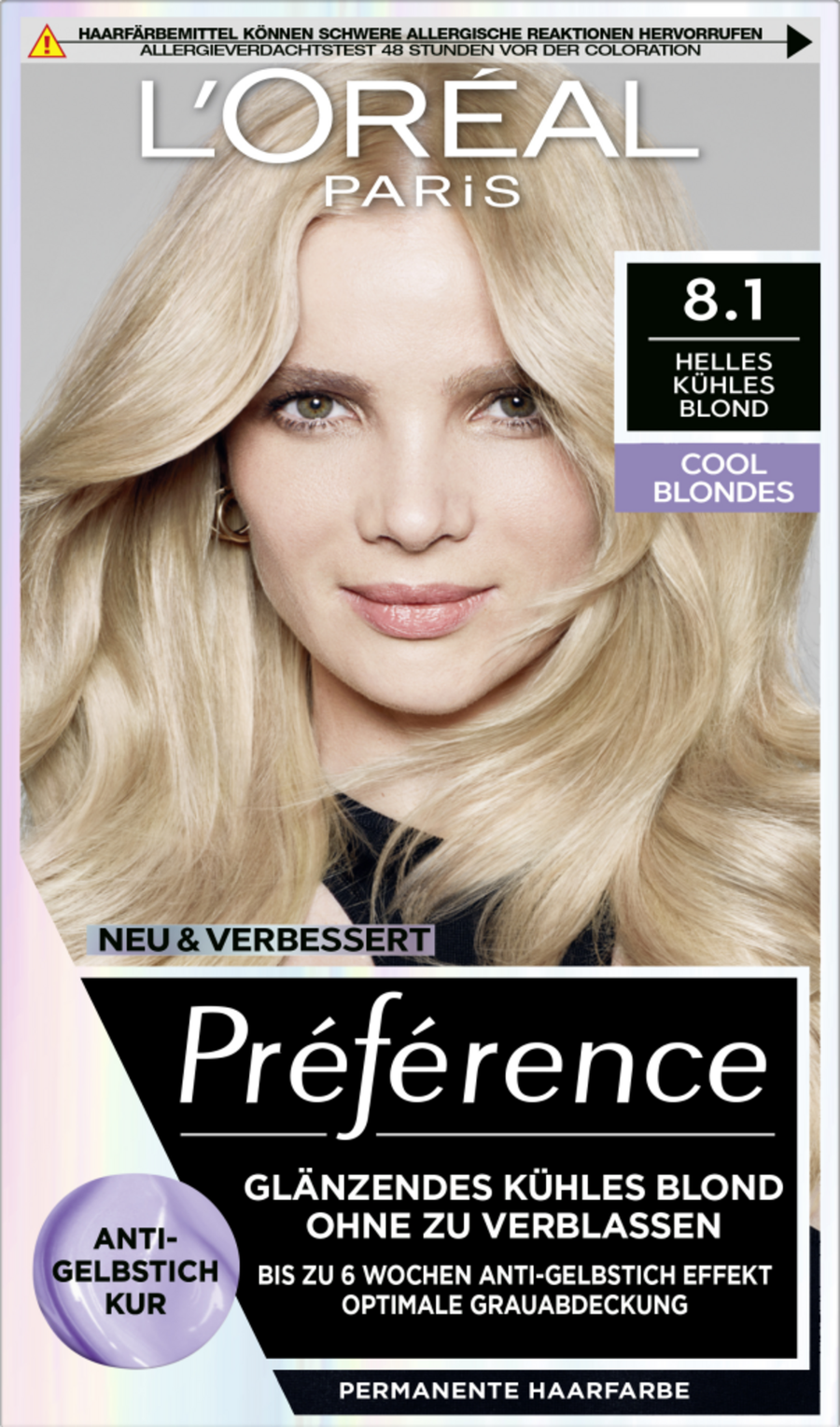 

Краска для волос L’Oréal Paris Préférence Cool Blondes 8.1 Helles kühles Blond