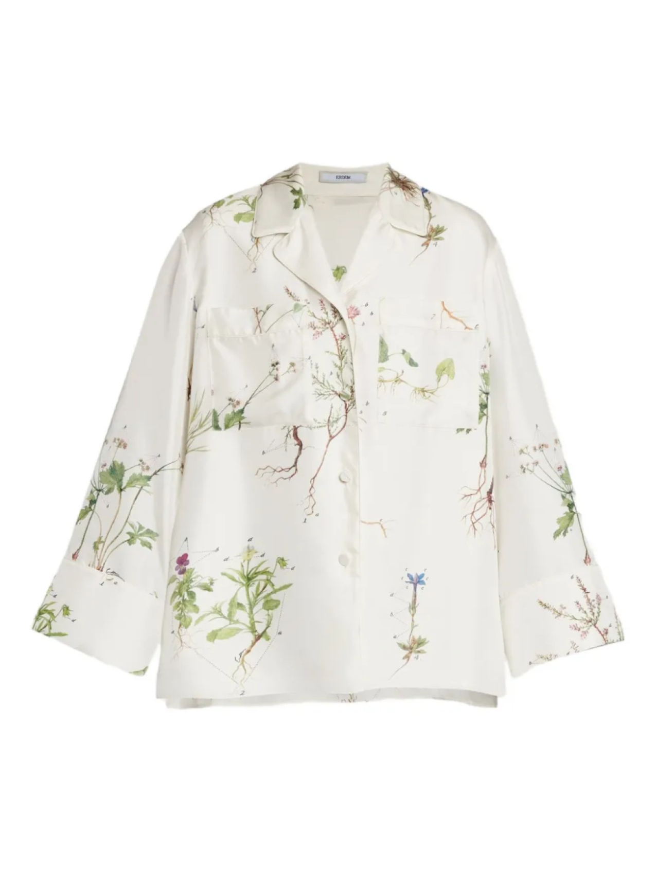 

ERDEM шелковая рубашка с цветочным принтом, белый