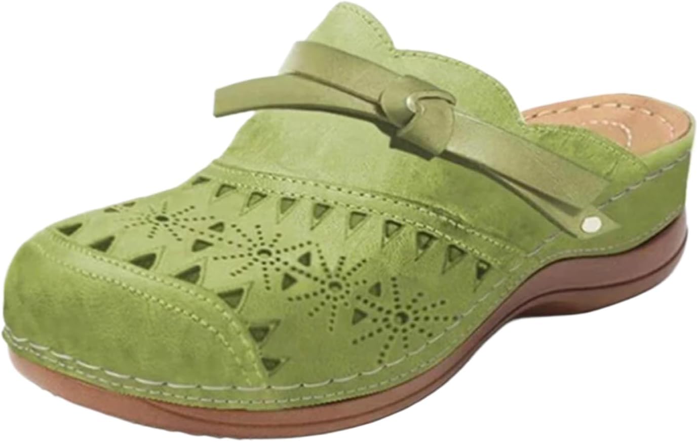 

Женские сабо Canbebig, дышащие, с вырезом, удобные летние сандалии на танкетке, с закрытым носком, без застежек, пляжные, с поддержкой свода стопы, для улицы, широкие женские туфли, зеленый