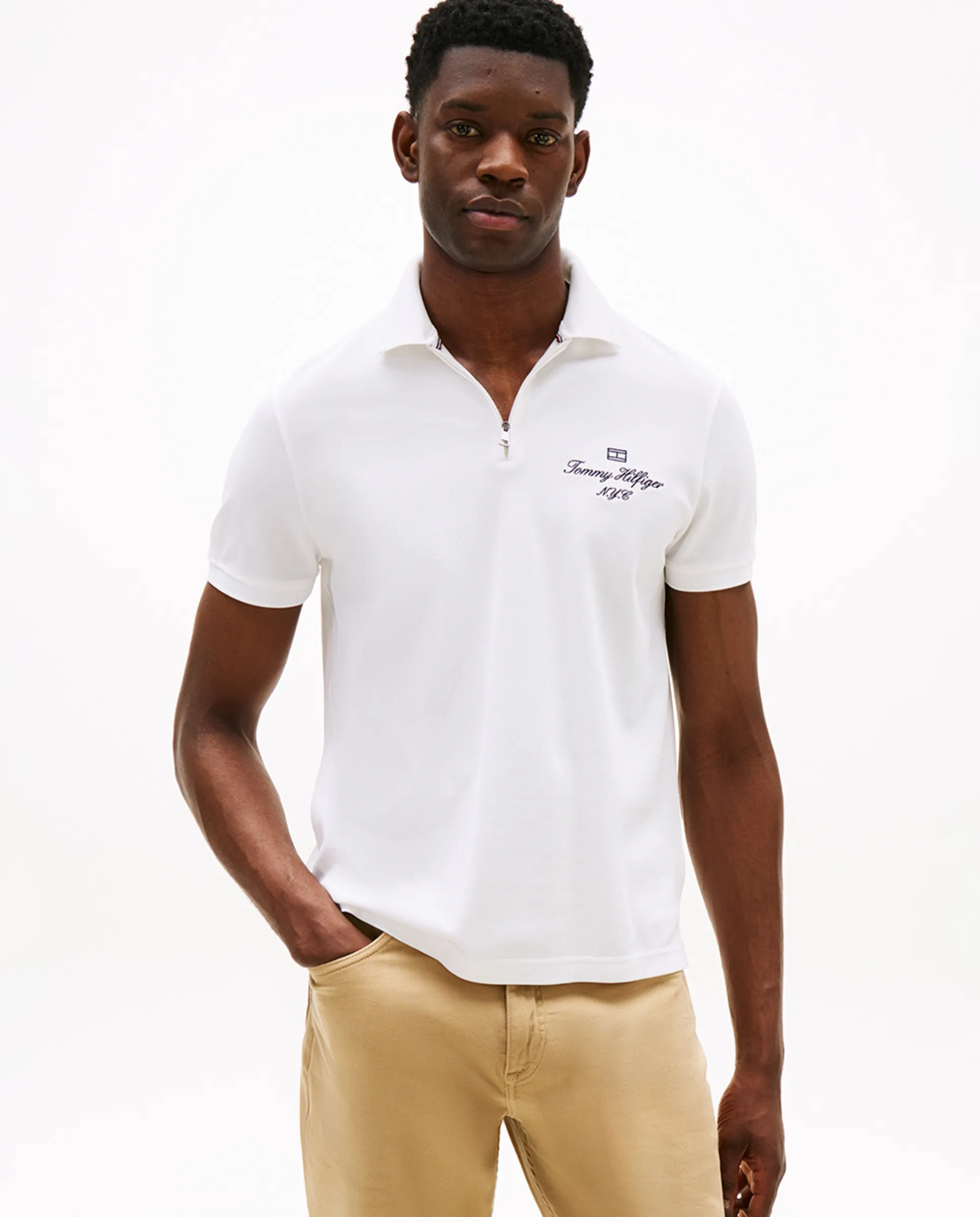 

Мужская матовая поло с коротким рукавом Tommy Hilfiger, белый