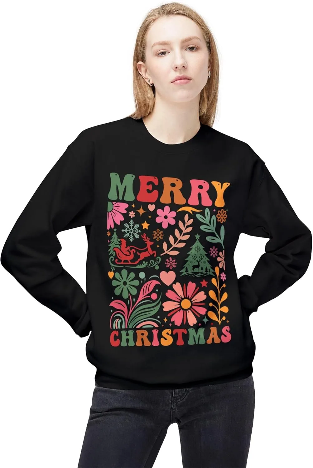 Бохо свитер с цветочным принтом, Midweight Fleece, Unisex — фото 2
