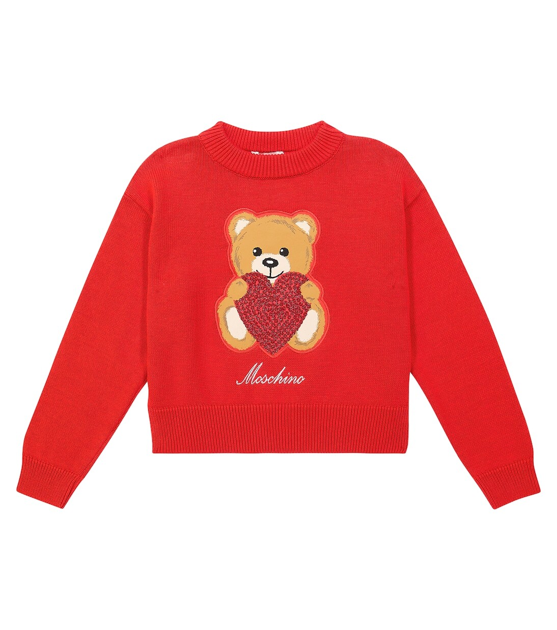 

Свитер teddy bear из хлопка и шерсти Moschino Kids, красный