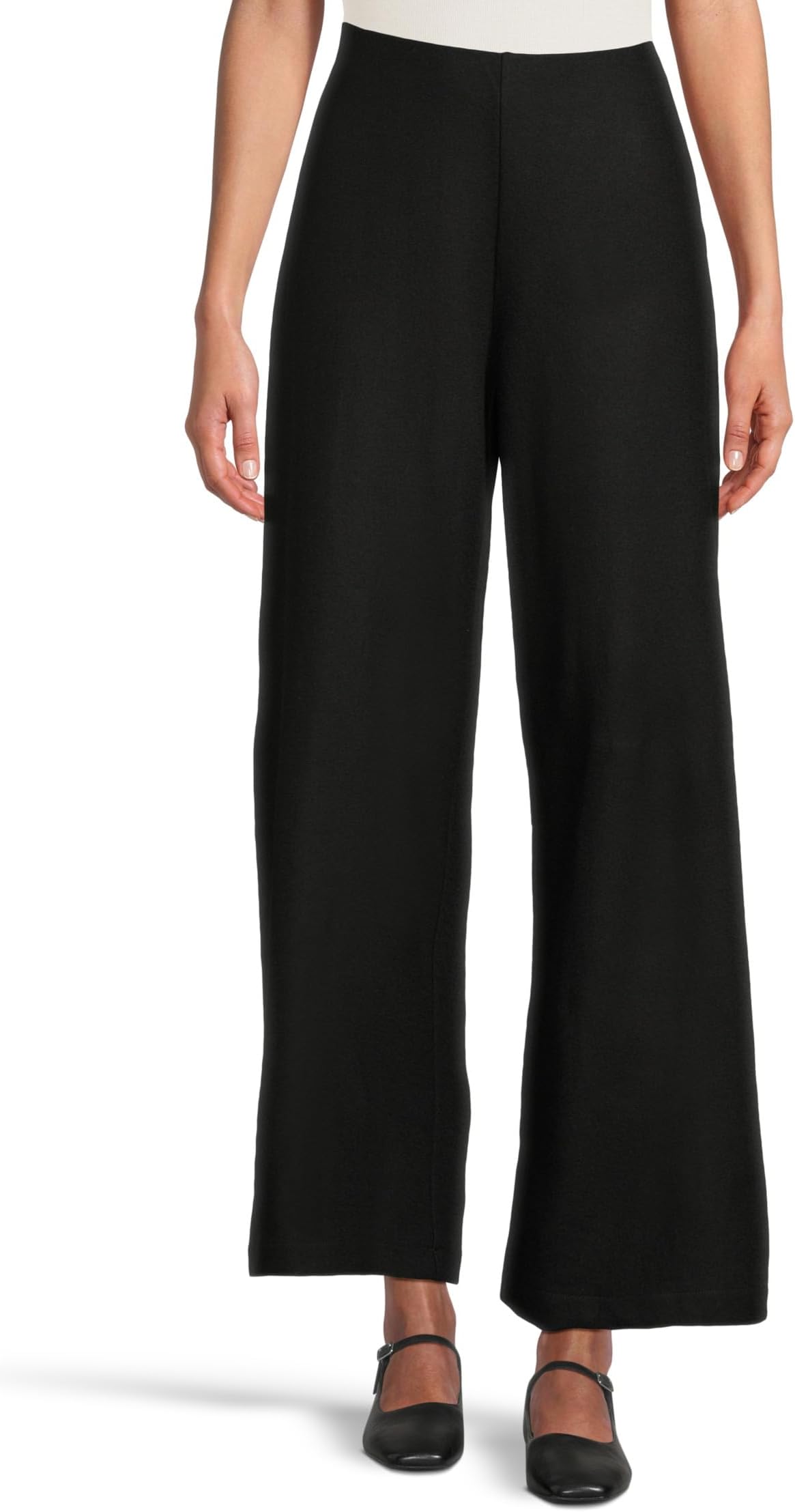 

Женские брюки-клеш из шерстяного валяного джерси, миниатюрные, широкие Eileen Fisher, Black