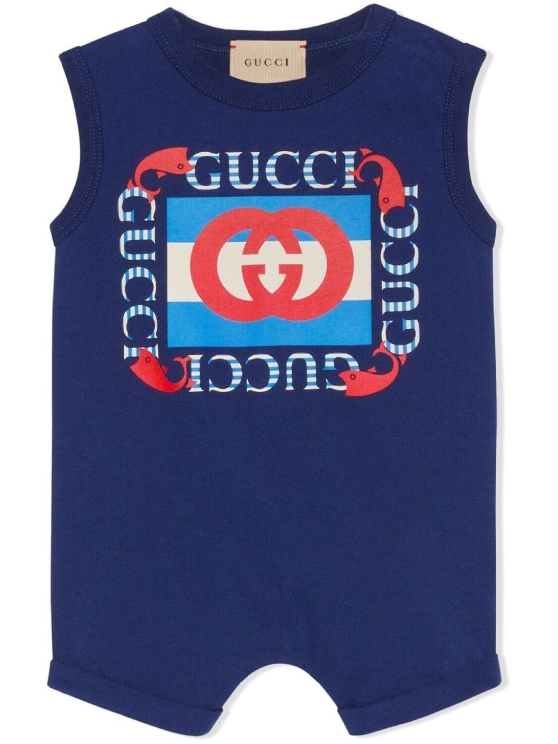 

Gucci Kids боди с короткими рукавами и логотипом, синий
