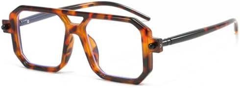 

Винтажные квадратные солнцезащитные очки с двойной дужкой, модные, в стиле пудинга из тофу, зеркальные, для уличной фотосессии, плоские, женские MTZJH, Leopard Transparent