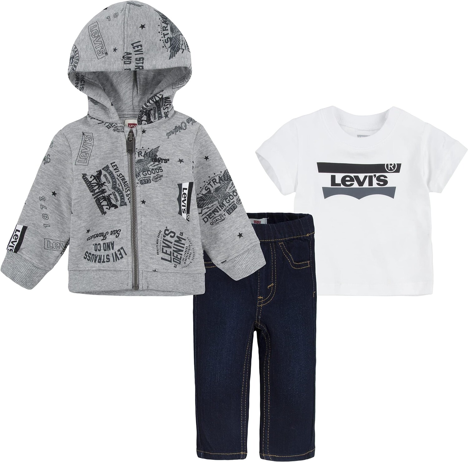 

Детский набор Levi'S Hoodie Tee Pants Set, цвет Grey Heather