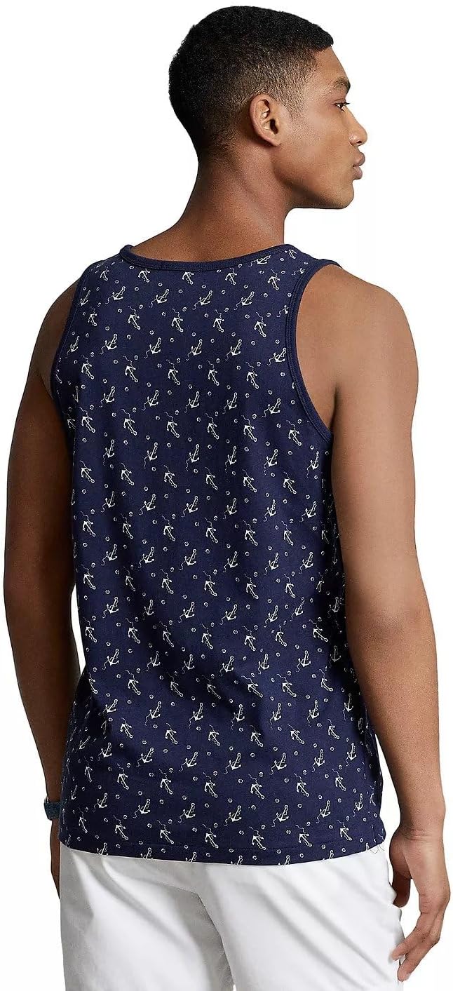 Футболка-поло Ralph Lauren с принтом якоря и лошадкой, мужская, майка, цвет navy blue с красной лошадкой POLO RALPH LAUREN, Anchors Aweigh French Navy — фото 2