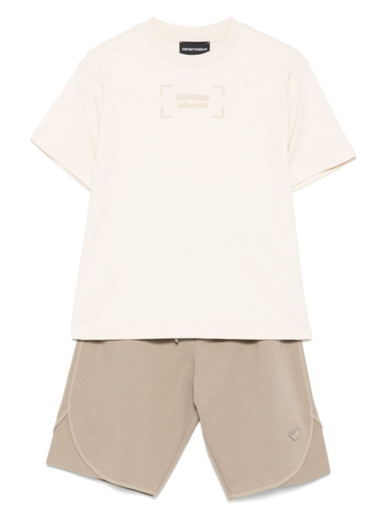 

Emporio Armani Kids комплект из футболки и шортов с вышитым логотипом, нейтральный цвет