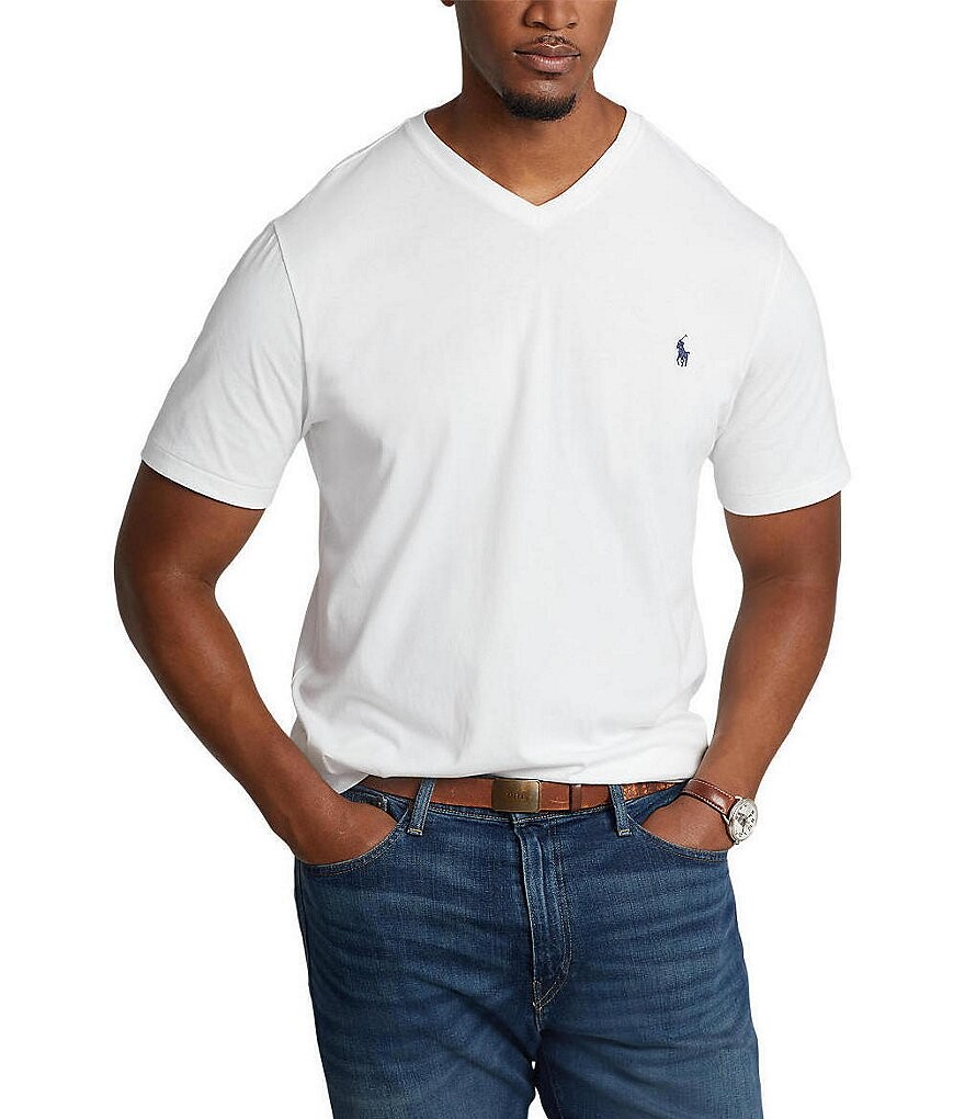 

Polo Ralph Lauren Big & Tall классическая футболка из хлопкового джерси с короткими рукавами и v-образным вырезом, белый