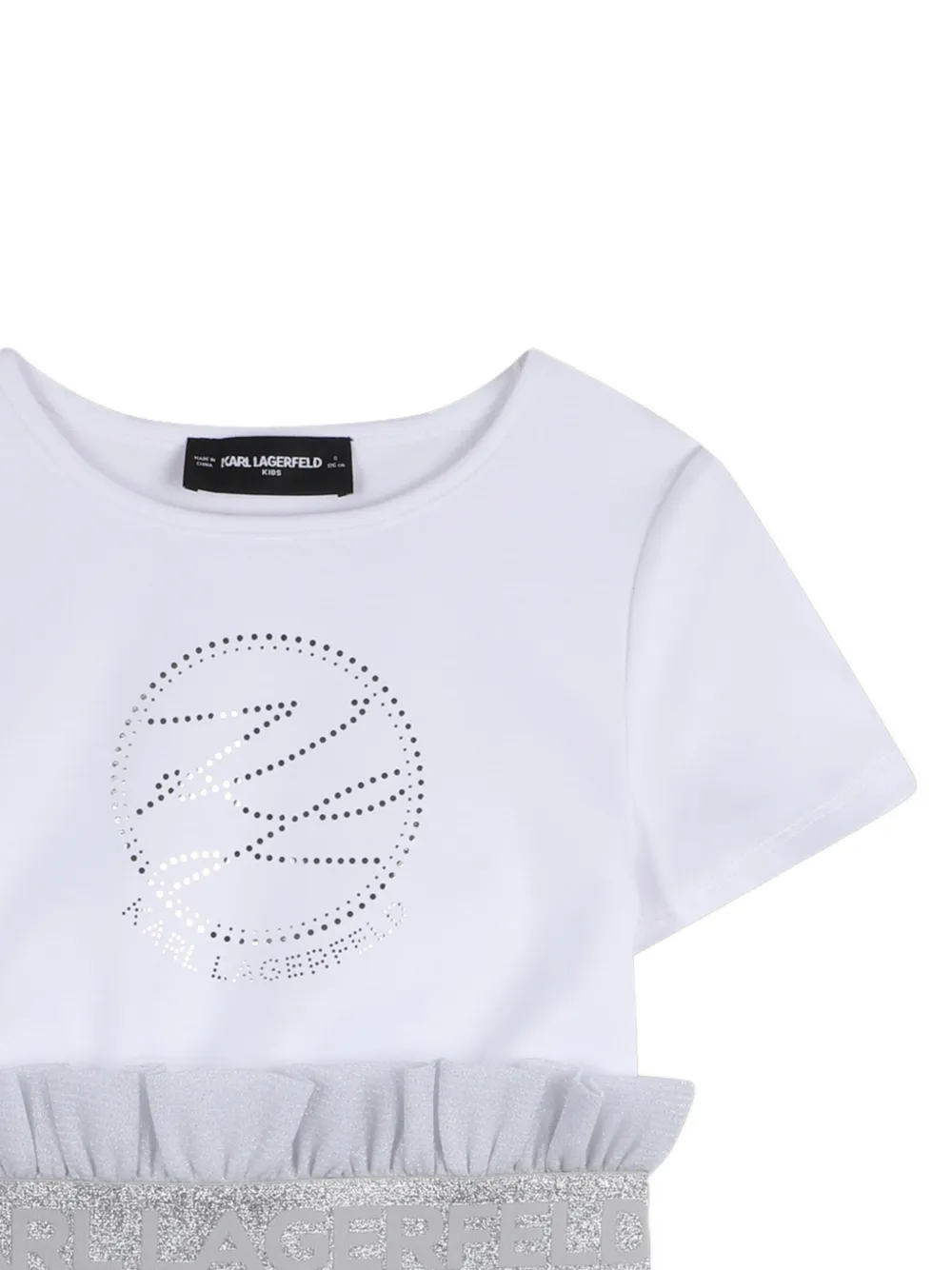 Платье с оборками и логотипом Karl Lagerfeld Kids, белый — фото 3
