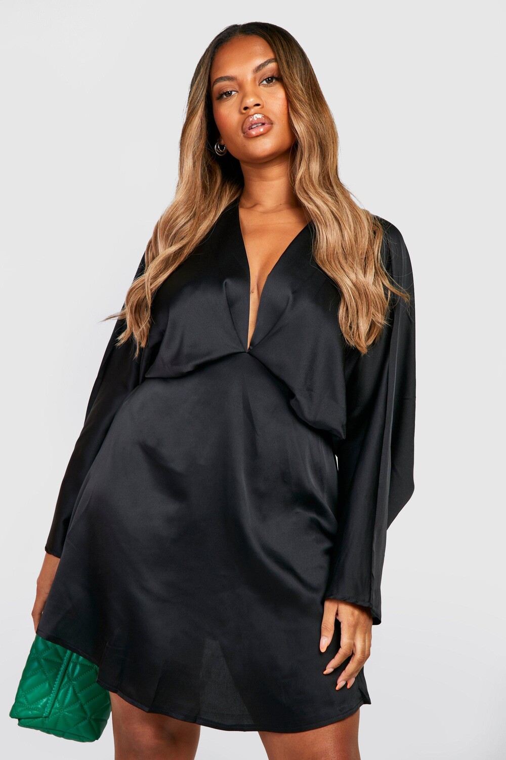 

Платье из атласа платье-скейтер Boohoo, черный