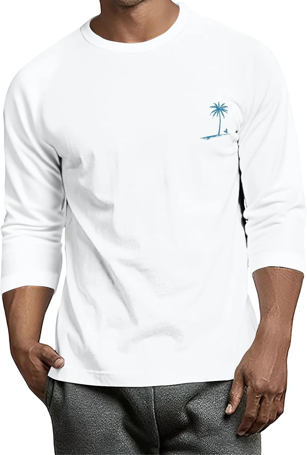 

WENKOMG1 мужская футболка с принтом 3/4 рукава crew neck, влагоотводящая, размеры S-3XL