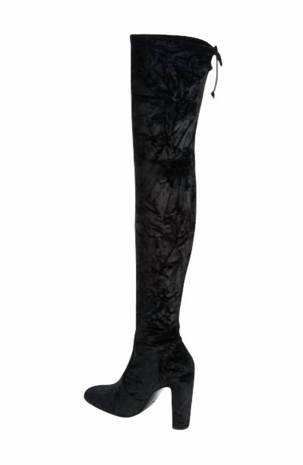 Женские черные эластичные замшевые ботинки Vidaland Stretch Crushed Velvet Stuart Weitzman — фото 2