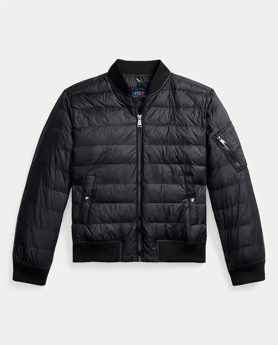 

Пуховик для мальчика на молнии темно-синего цвета Polo Ralph Lauren, черный