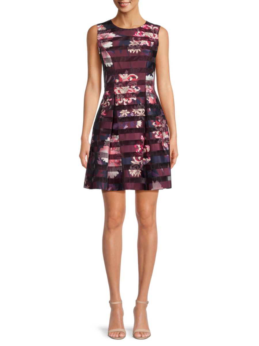 

Мини-платье без рукавов с цветочным принтом Vince Camuto, цвет Wine Multi