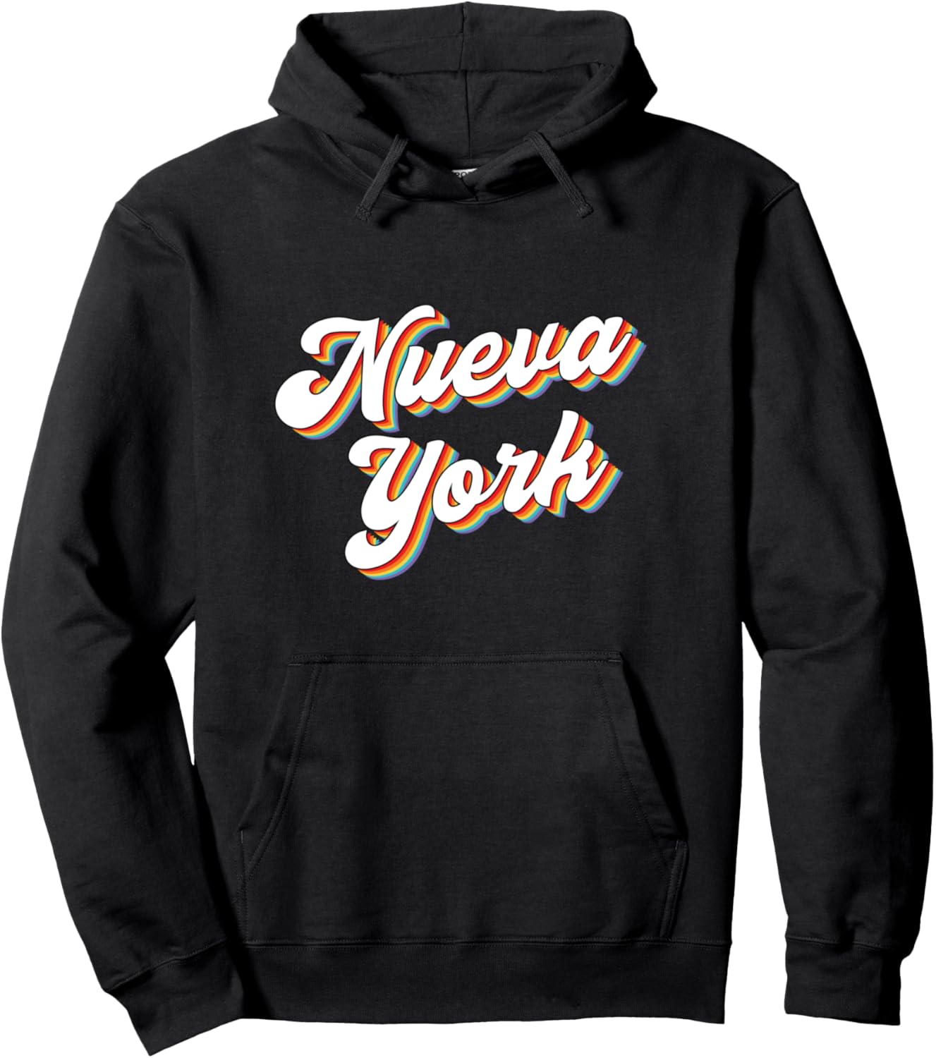 

Худи в стиле ретро-винтаж с радужным курсивным шрифтом, Нью-Йорк Nueva York Latino Nyc Retro Vintage Spanish Tees, черный