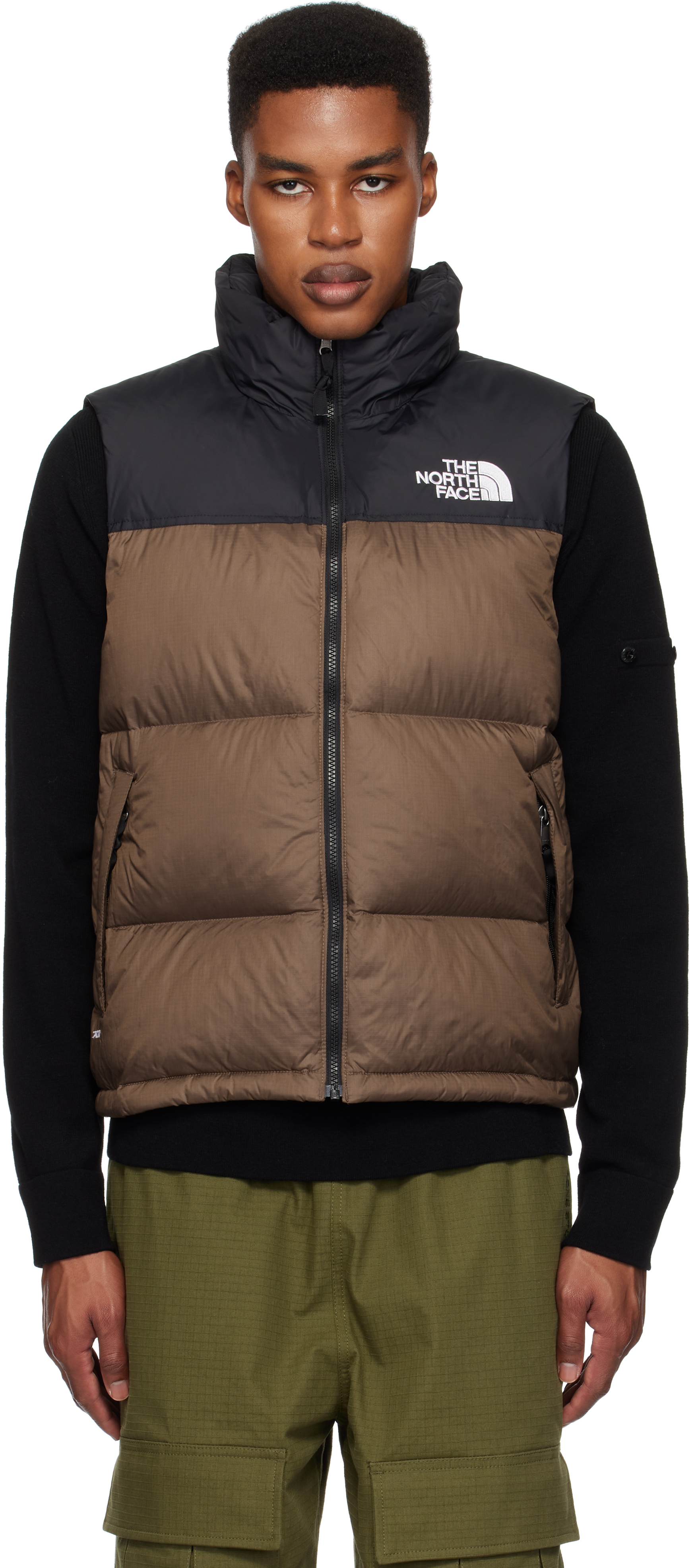 

Коричневый и черный 1996 Ретро Nuptse пуховый жилет The North Face