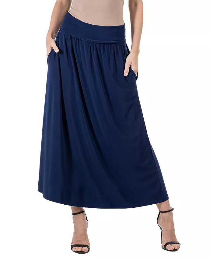 

Женская юбка макси с карманами и складками 24seven Comfort Apparel, синий