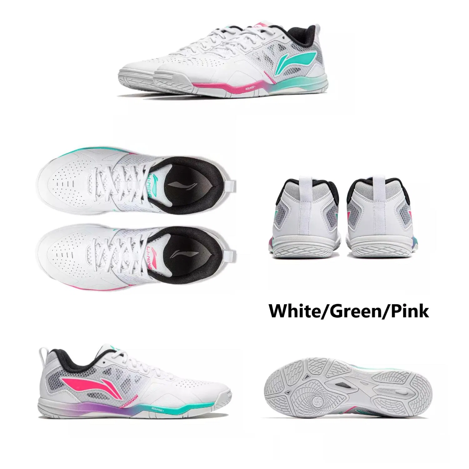 Кроссовки для настольного тенниса «Eagle Eye 2.0 Challenger» от Li-Ning, White/Green/Pink — фото 2