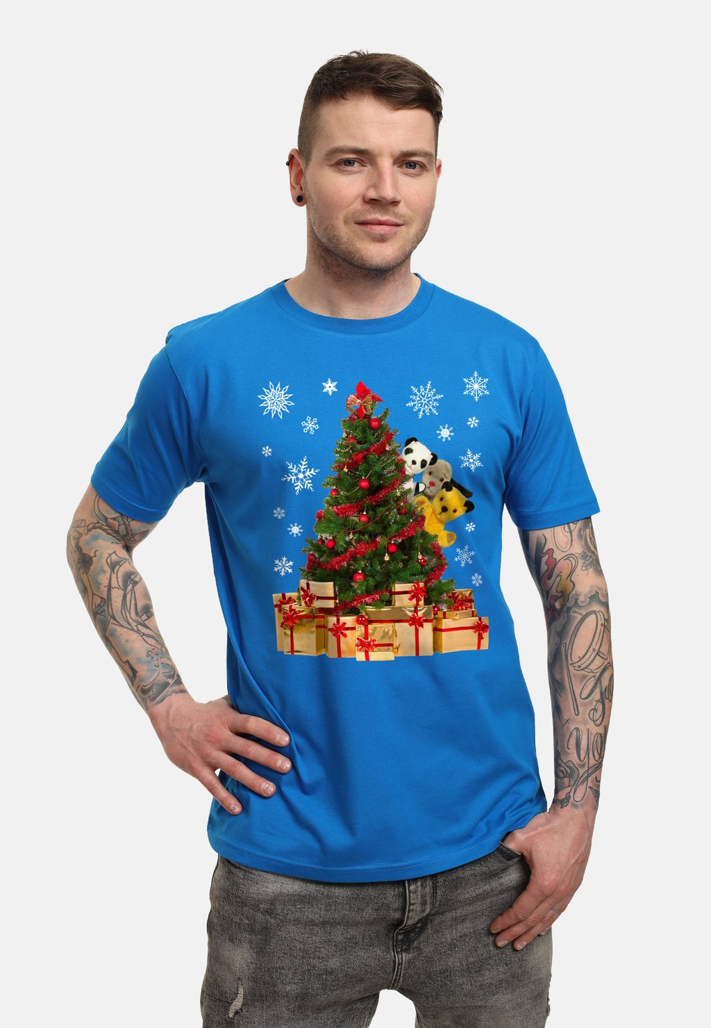 

Футболка с принтом SOOTY CHRISTMAS CHARACTERS PEEKING AROUND XMAS Henry Tiger, цвет Royal Blue