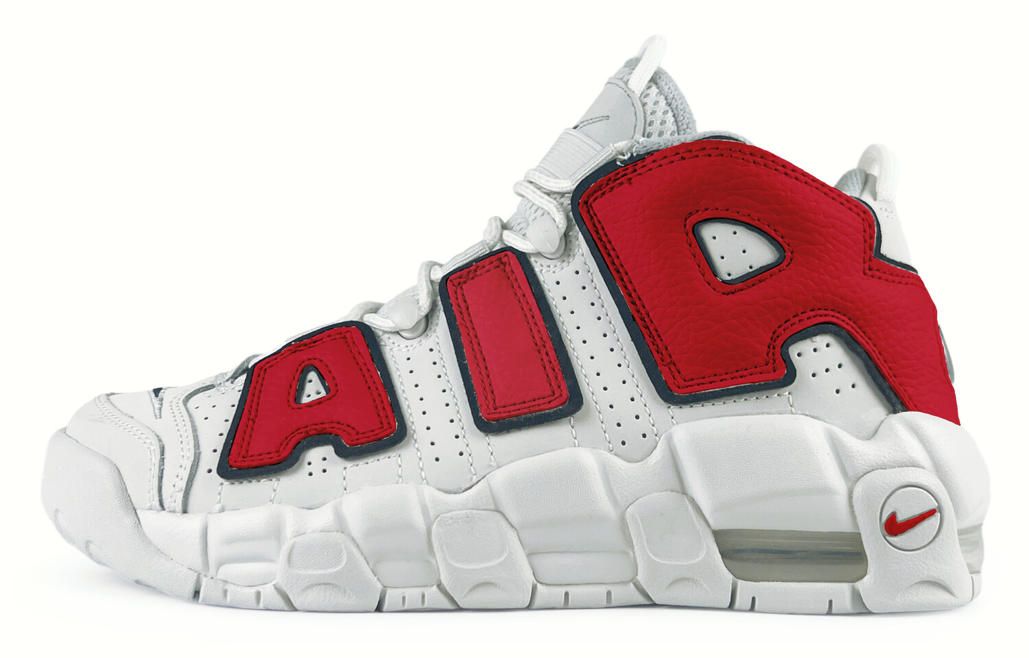 

Кроссовки Nike Air More Uptempo Vintage Basketball Shoes Men Mid-top White/gray/red, красный