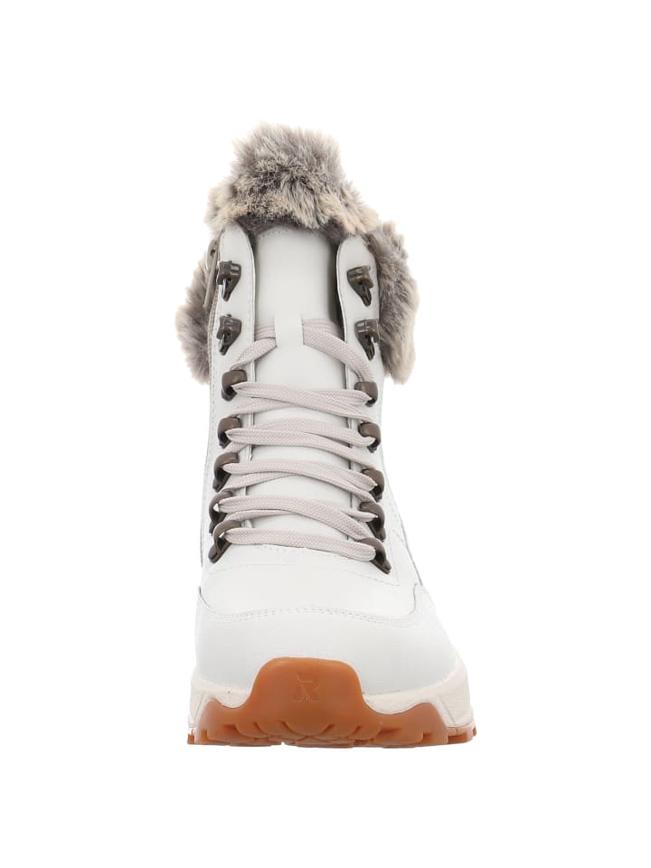 Ботинки женские Rieker Stiefeletten с мехом и шнуровкой, белый — фото 4