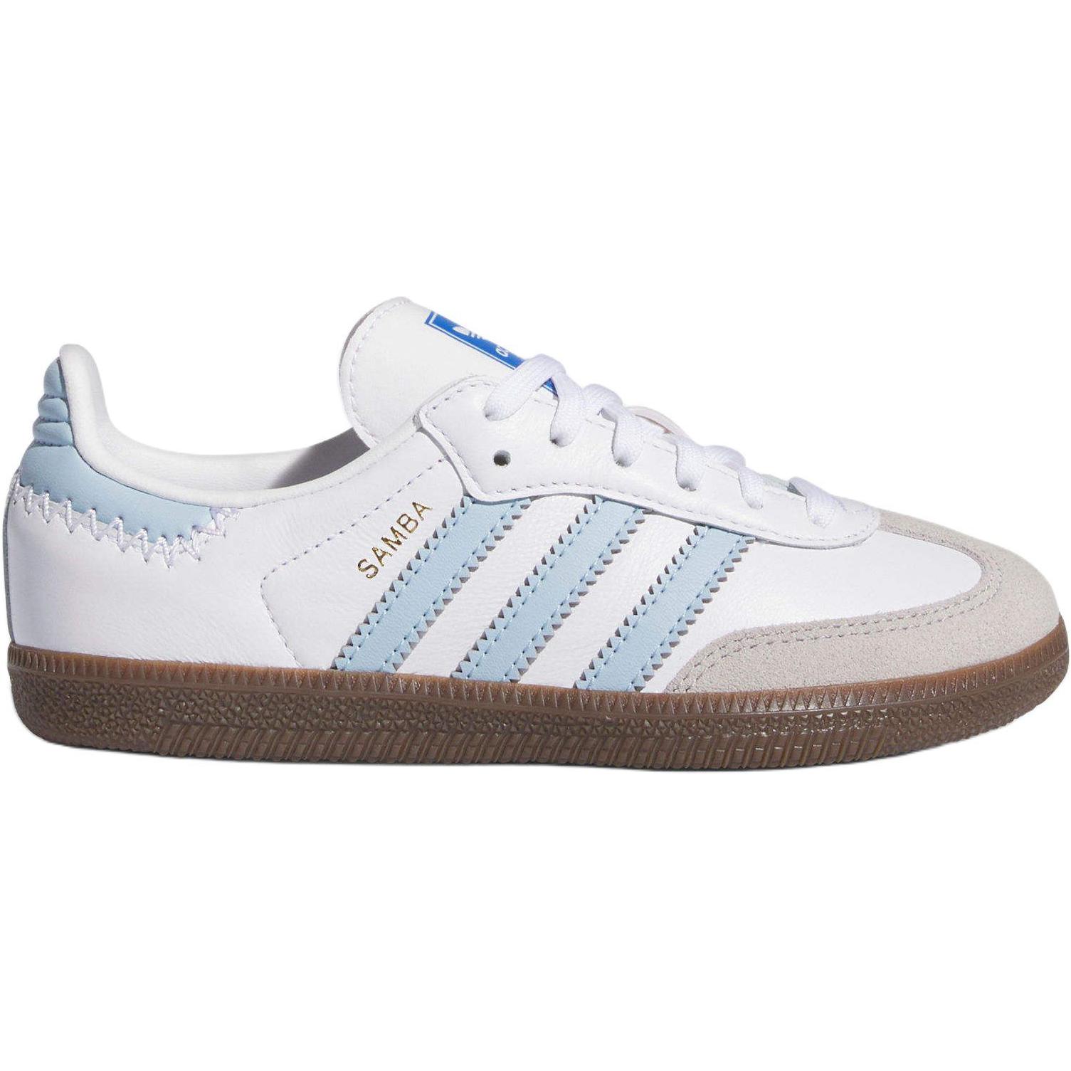 Adidas Originals Кроссовки для скейтбординга SAMBA OG Abrasion Resistant Low top детские бело-синие для детей 3-7 лет — фото 3