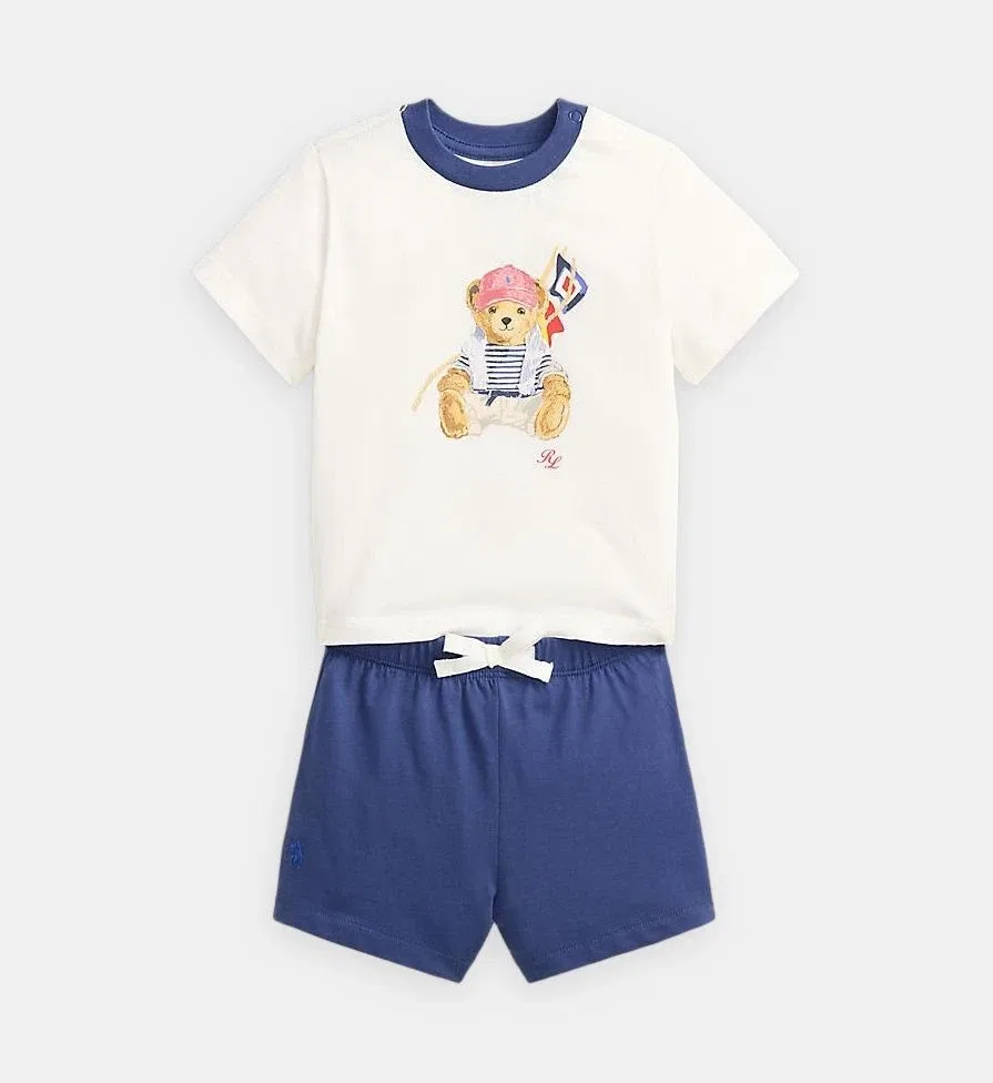 Комплект из футболки и шорт Polo Bear из хлопка Polo Ralph Lauren, синий