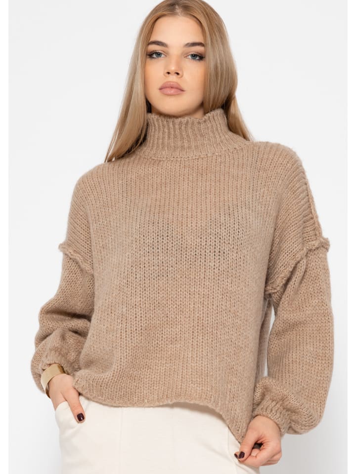 

Пуловер SASSYCLASSY Rollkragenpullover mit sichtbaren Ziernähten, бежевый