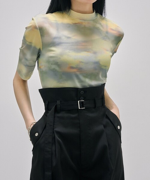 

Футболка с принтом пейзажа, короткие рукава, прозрачная UNITED TOKYO, цвет слоновая кость