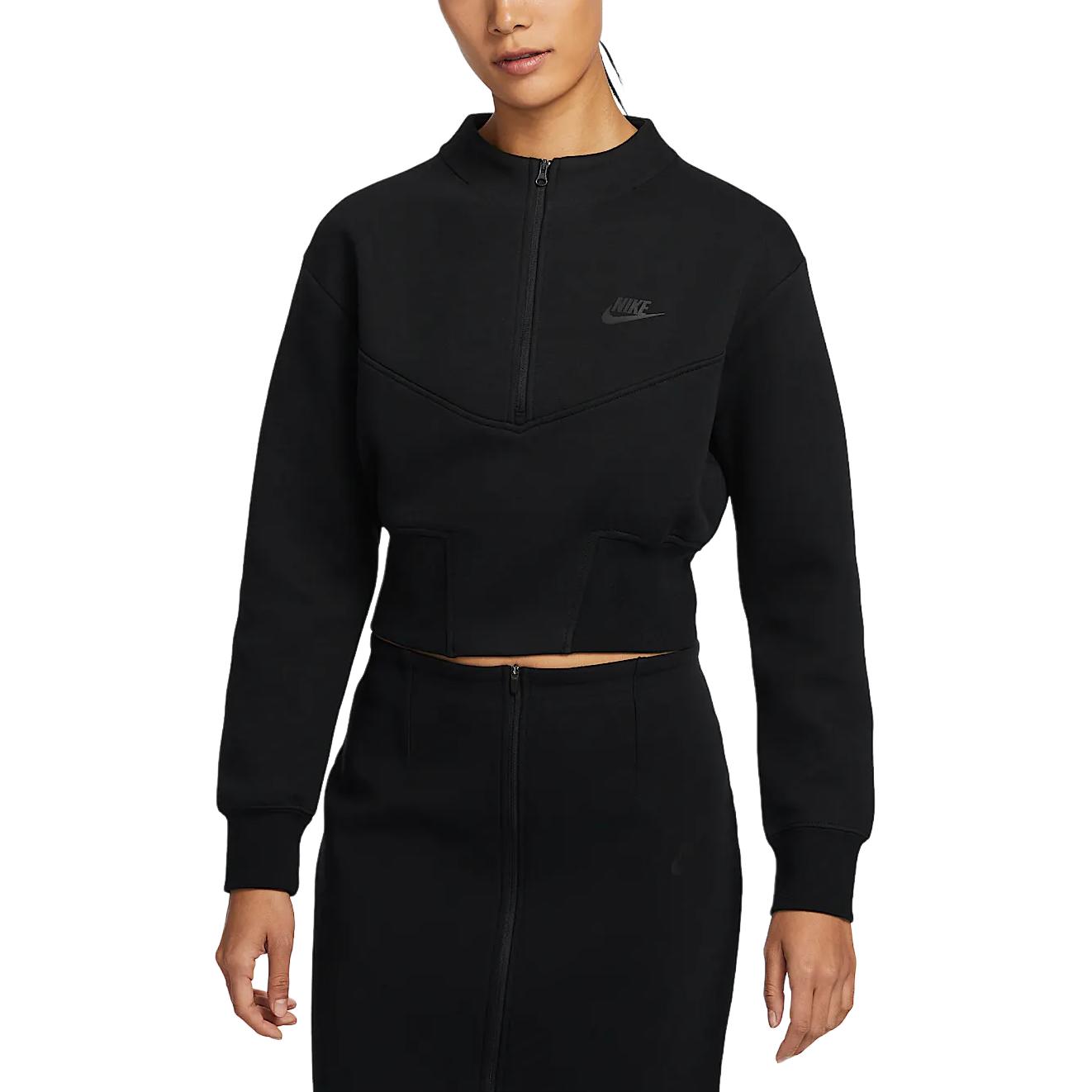 Sportswear Tech Fleece Women's Cropped 1/2-Zip Top Nike, черный — фото 3