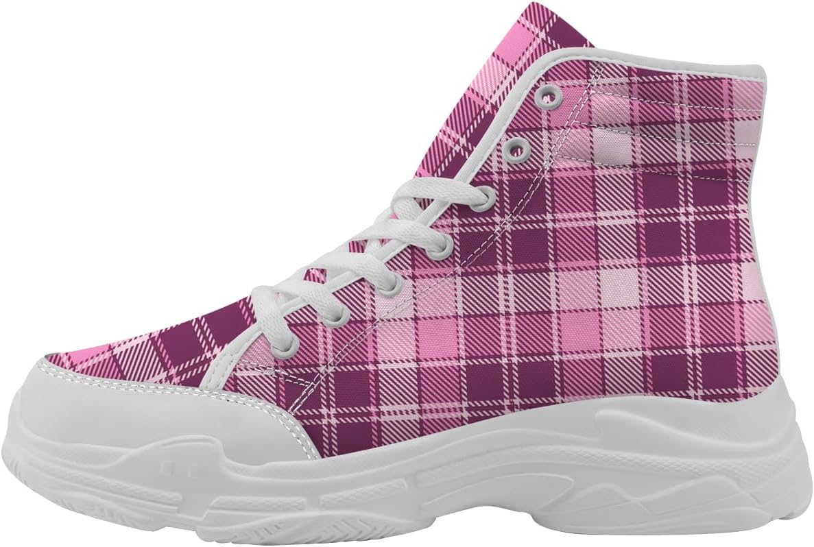 

Высокие кеды в клетку для женщин и мужчин, кроссовки на платформе с шнуровкой, подарки для друзей Generic, розовый