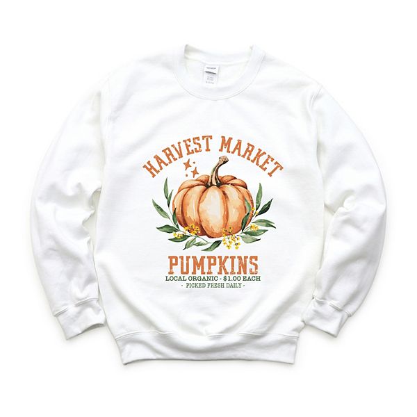 

Свитшот женский с принтом Harvest market pumpkins local organic Simply Sage Market, White