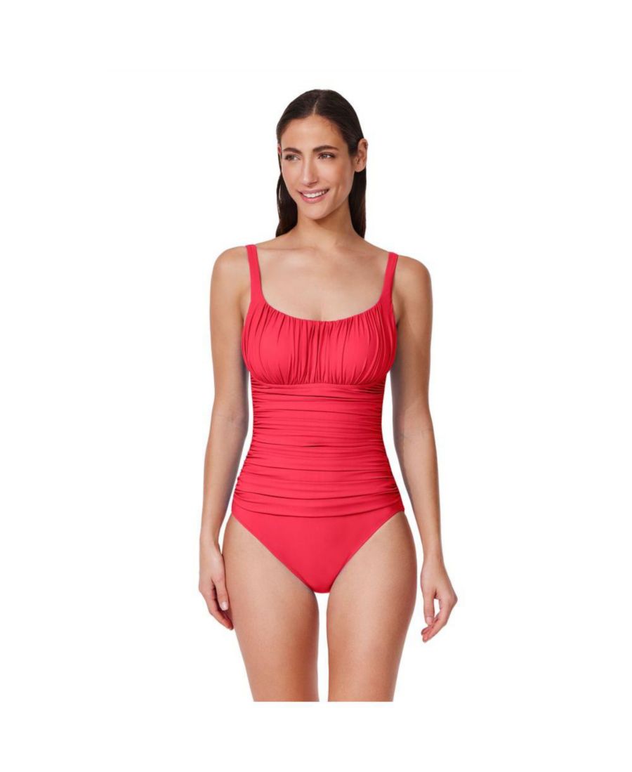 

Женский цельный купальник Tutti Frutti Fashion с присборенной юбкой в крестьянском стиле Profile by Gottex, Coral