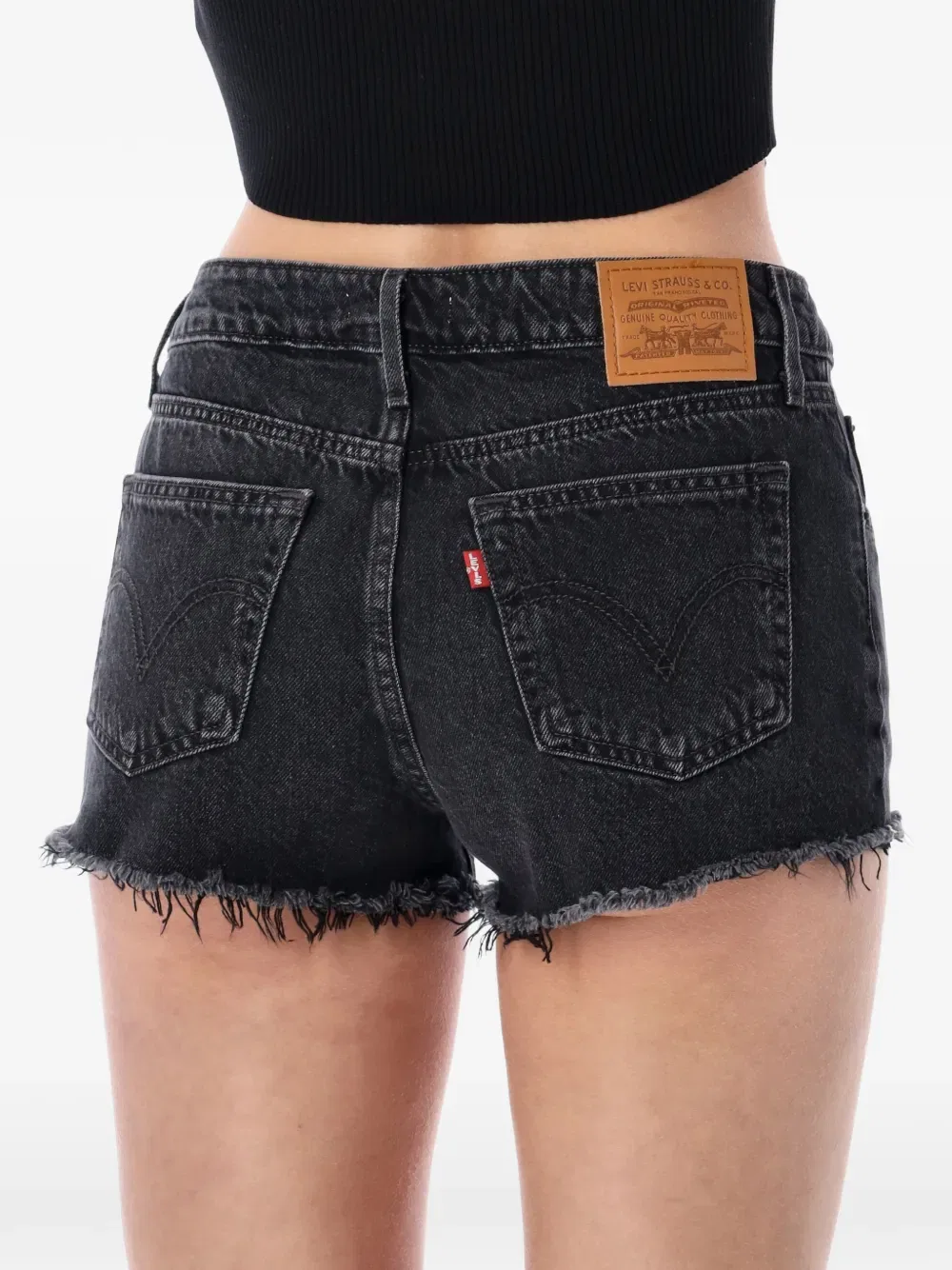 Джинсовые шорты с низкой посадкой и рваными краями Levi'S, черный — фото 3