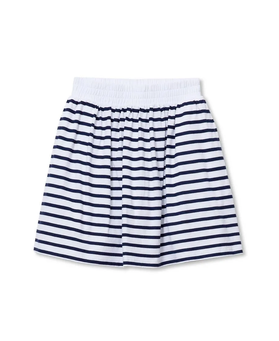 Шорты-юбка с вышивкой для девочек Lands' End, classic темно-синий stripe