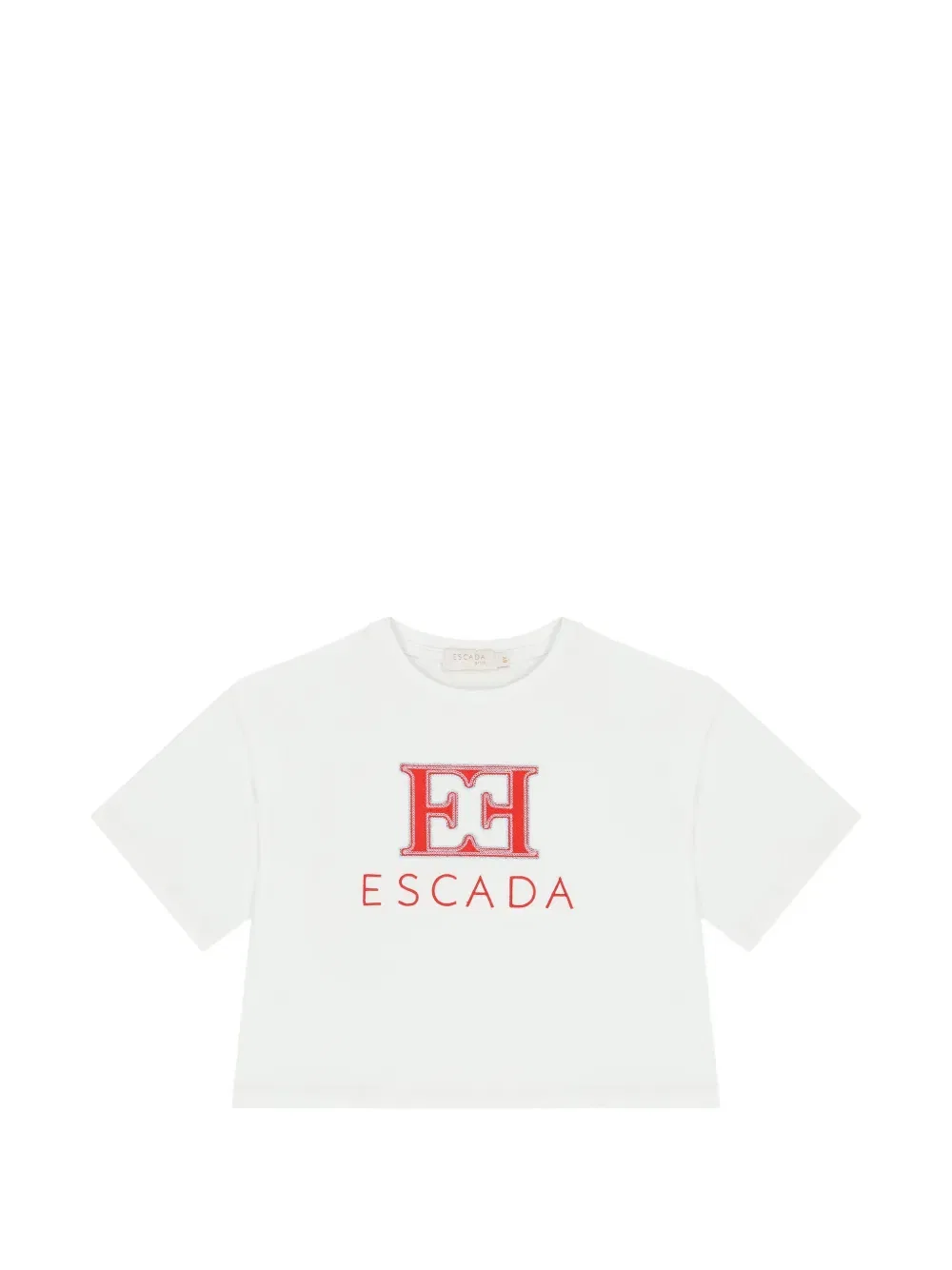 Укороченная футболка с вышивкой Escada Kids, белый