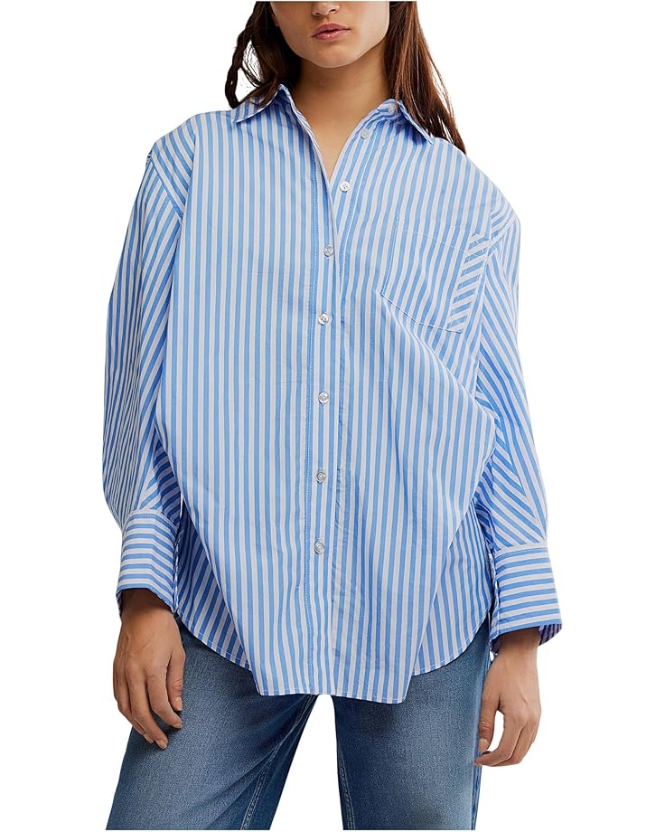 

Рубашка Free People Sabine Striped Articulated Shirt, цвет Oxford Stripe/Blue