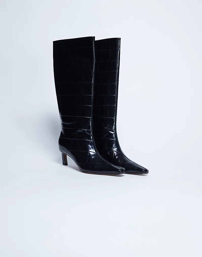 Сапоги Topshop Tanya с острым носком и отделкой из чёрного крокодила — фото 2