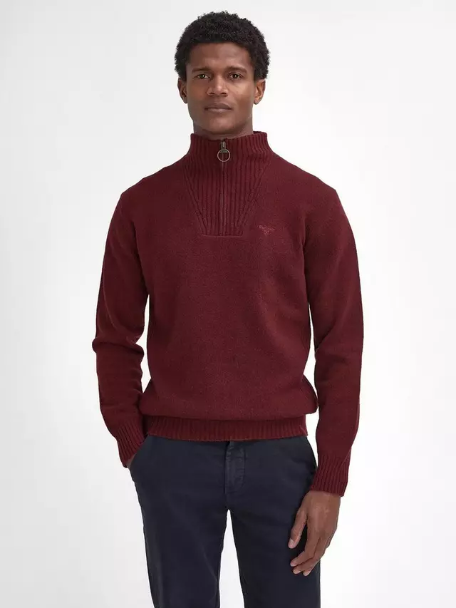 

Джемпер Barbour Essential Lambswool Half Zip Funnel Neck, бордовый