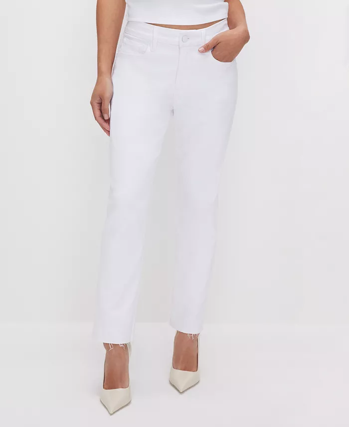 

Женские джинсы Good Petite Straight Raw Hem Good American, белый