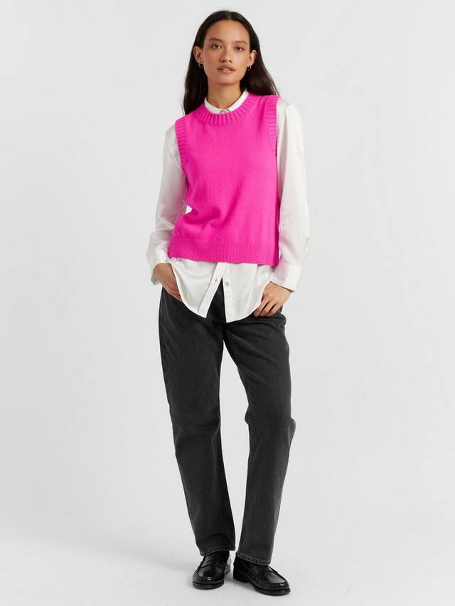 

Базовый топ с круглым вырезом из смеси шерсти и кашемира Chinti & Parker, Hot Pink