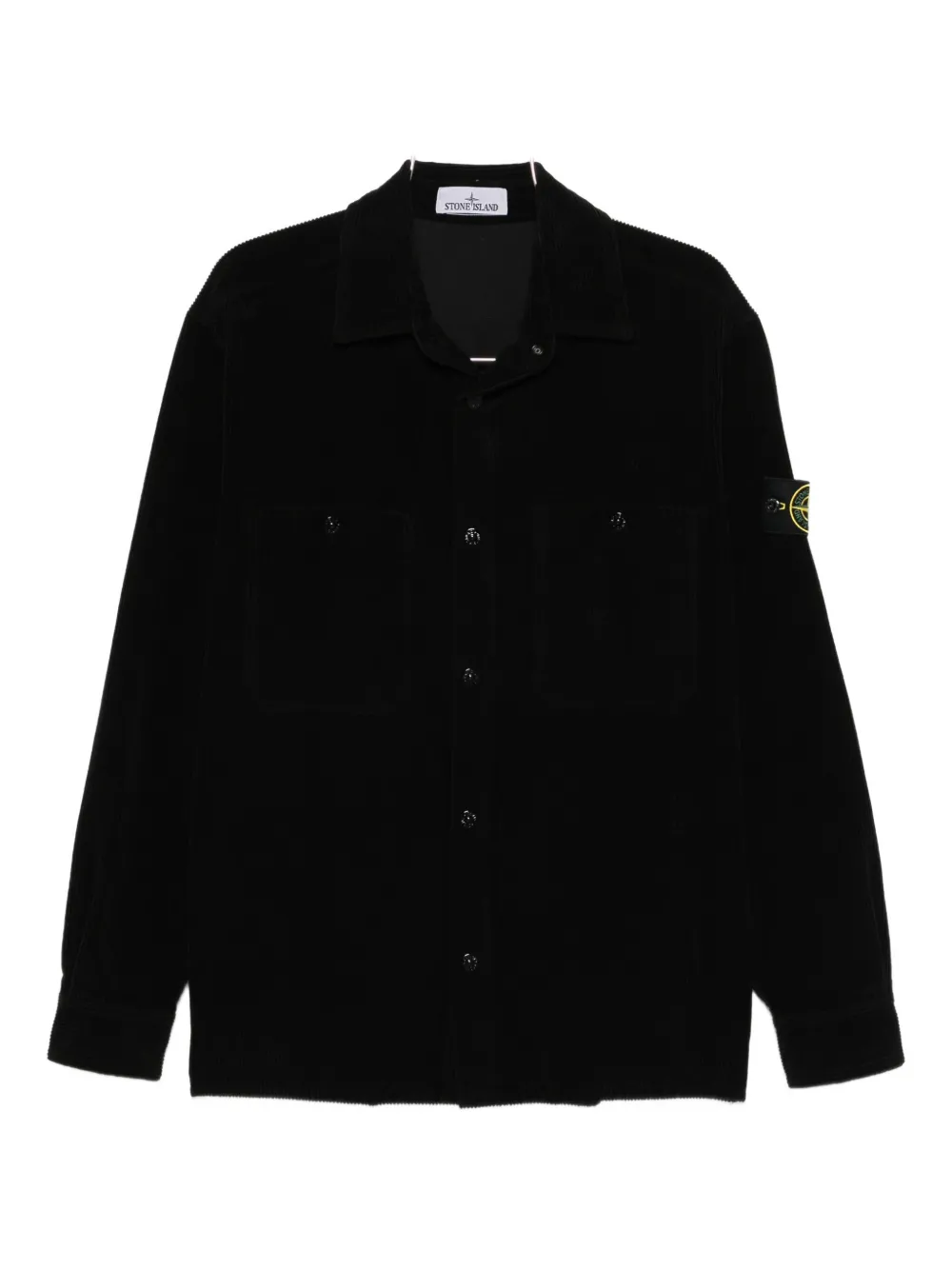 

Хлопковая рубашка с длинными рукавами Stone Island, черный
